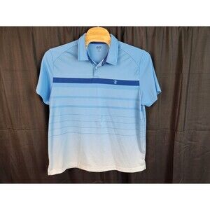 IZOD Mens Polo Golf Shirt Size 2XL 100% Polyester Blue Stripes